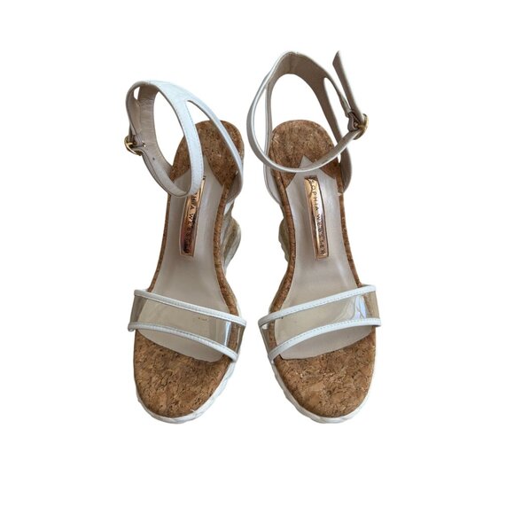 SOPHIA WEBSTER White Leather Espadrilles Wedges Size 37.5 / 7.5 - Picture 6 of 7